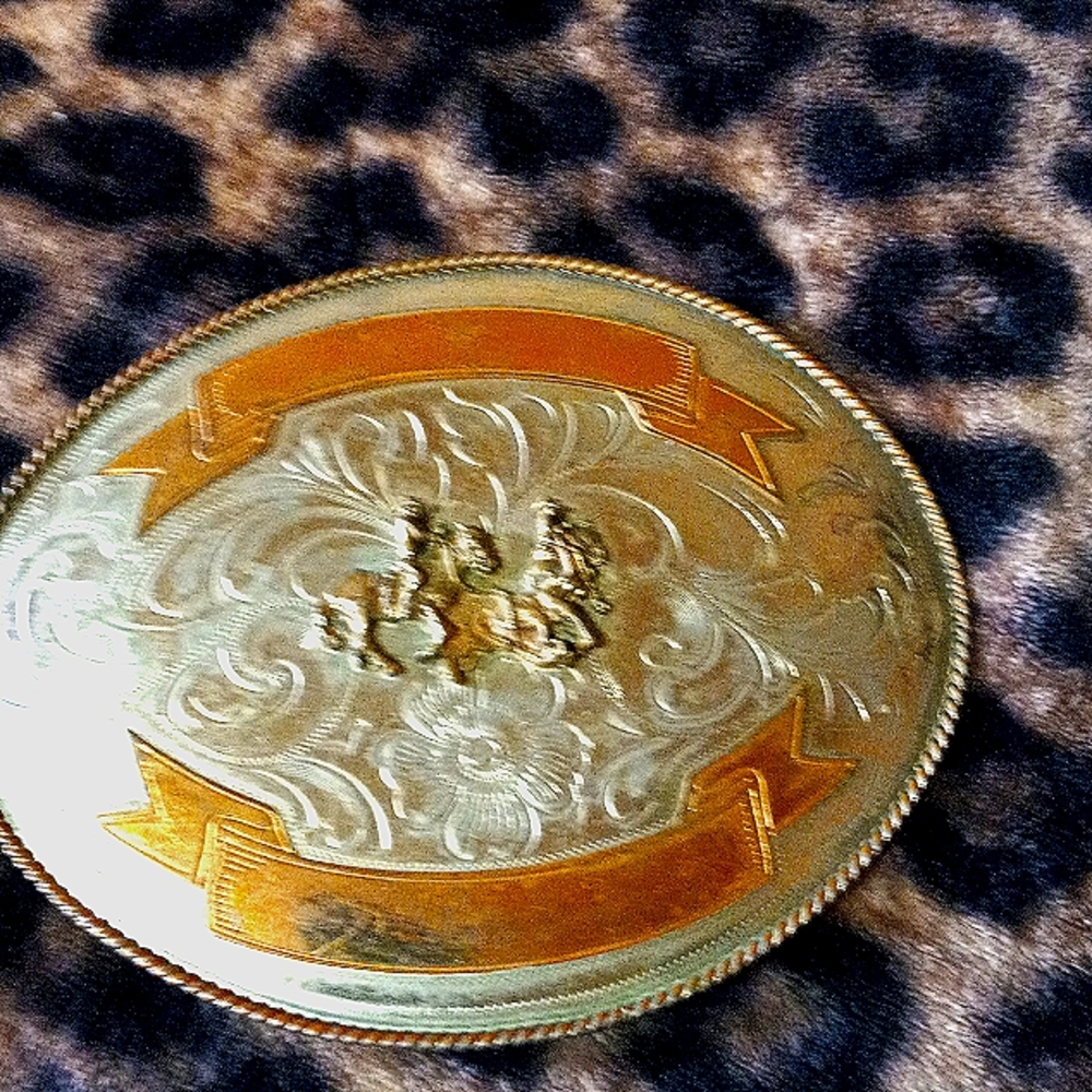 Vintage calf ropin g championship veryoldbuckle
